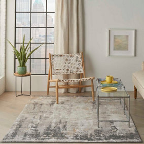 Cream Grey Abstract Modern Machine Made Easy to Clean Rug for Living Room Bedroom and Dining Room-122cm X 183cm