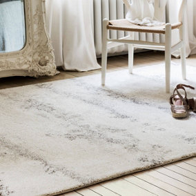 Cream Grey Luxurious Modern Easy to Clean Abstract Rug For DiningRoom-120cm X 170cm