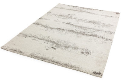 Cream Grey Luxurious Modern Easy to Clean Abstract Rug For DiningRoom-200cm X 290cm