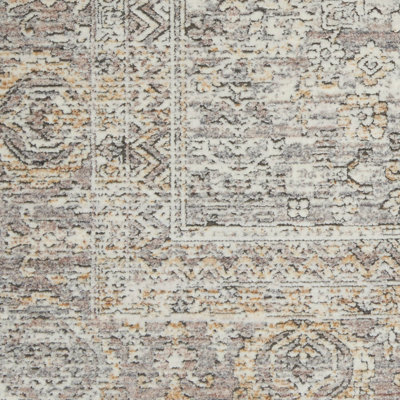 Cream Grey Luxurious Traditional Bordered Floral Rug Easy to clean Living Room and Bedroom-244cm X 305cm