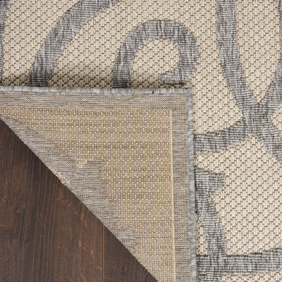 Cream Grey Outdoor Rug, Abstract Optical/ (3D) Stain-Resistant Rug For Patio Decks, Modern Outdoor Area Rug-122cm X 183cm