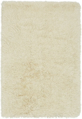 Cream Handmade Modern Plain Shaggy Easy to Clean Sparkle Rug for Living Room, Bedroom - 120cm X 170cm