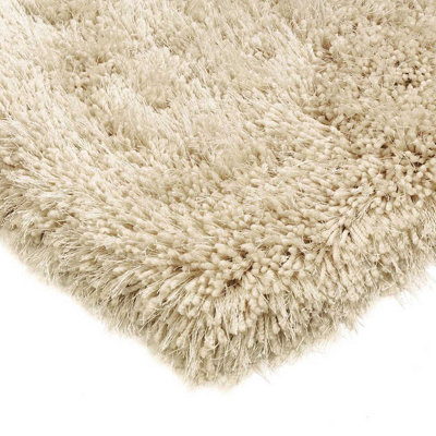Cream Handmade Modern Plain Shaggy Easy to Clean Sparkle Rug for Living Room, Bedroom - 120cm X 170cm