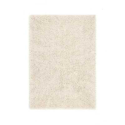 Cream Handmade Rug, 50mm Thickness Plain Shaggy Rug, Modern Luxurious Cream Rug for Bedroom, & DiningRoom-110cm X 160cm