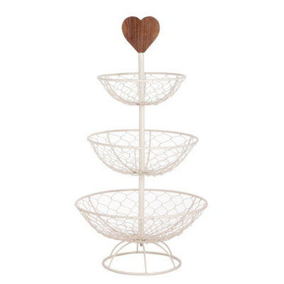 Cream Kitchen Vegetable Storage Fruit, Vegetable Rack with Wooden Heart ...
