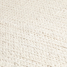 Cream Knitted Large Wool Rug 160 x 230cm