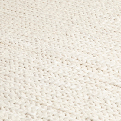 Cream Knitted Large Wool Rug 200 x 300cm DIY at B&Q