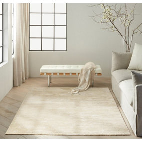 Cream Luxcelle Handmade Luxurious Modern Easy to Clean Wool Rug for Living Room, Bedroom - 259cm X 351cm