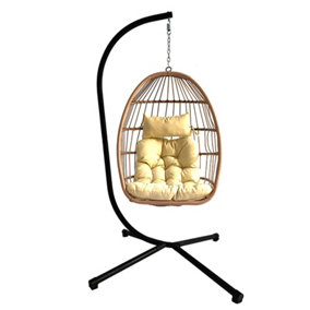 Cream Luxury Hanging Egg Chair with Cushion