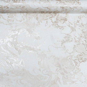 Cream Marble Metallic Wallpaper Ripple Liquid Swirl Effect Gold Shimmer Smooth