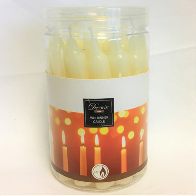 Cream Mini Dinner Candles Tub Of 22 Christmas Candle 10cm 1.4H Burn Time