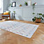 Cream Modern Easy to Clean Geometrical Rug for Living Room, Bedroom - 120cm X 170cm