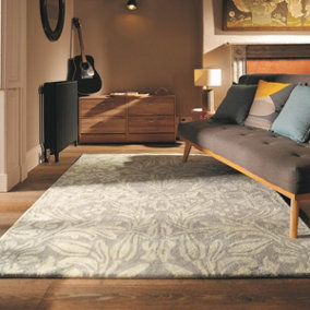Cream Modern Floral Rug Easy to clean for Living Room and Bedroom -120cm X 170cm