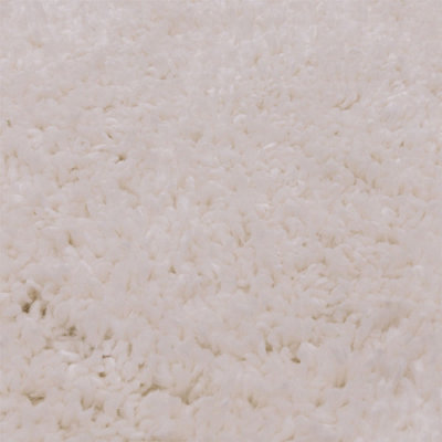 Cream Modern Shaggy Plain Easy To Clean Rug For Dining Room-160cm X 230cm