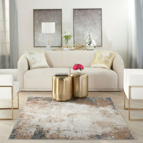 Cream Multi Abstract Modern Rug Easy to clean Living Room and Bedroom-119cm X 180cm