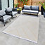 Cream Outdoor Rug, Geometric Striped Stain-Resistant Rug For Patio Decks, 3mm Modern Outdoor Area Rug-190cm X 290cm