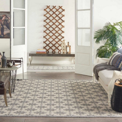 Cream Outdoor Rug, Optical/ (3D) Abstract Stain-Resistant Rug For Patio Decks, Modern Area Rug-160cm X 221cm