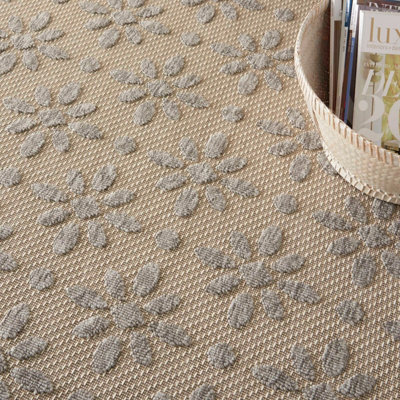Cream Outdoor Rug, Optical/ (3D) Abstract Stain-Resistant Rug For Patio Decks, Modern Area Rug-160cm X 221cm