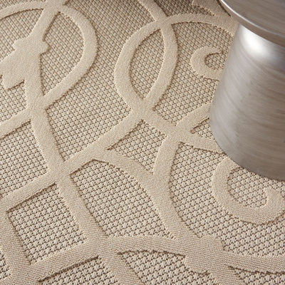 Cream Outdoor Rug, Optical/ (3D) Abstract Stain-Resistant Rug For Patio Decks, Modern Outdoor Area Rug-239cm X 300cm