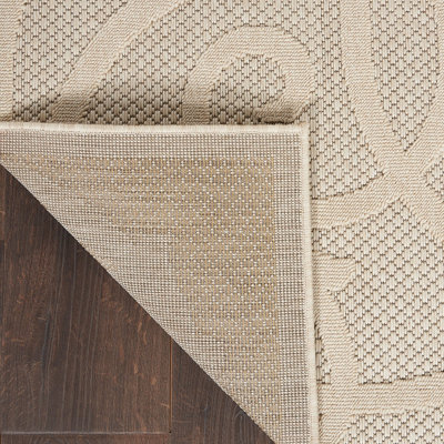 Cream Outdoor Rug, Optical/ (3D) Abstract Stain-Resistant Rug For Patio Decks, Modern Outdoor Area Rug-239cm X 300cm