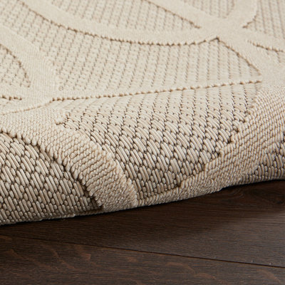 Cream Outdoor Rug, Optical/ (3D) Abstract Stain-Resistant Rug For Patio Decks, Modern Outdoor Area Rug-239cm X 300cm