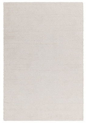 Cream Plain Handmade 4mm Thick Anti-Shed Rug For Bedroom, Dining Room ...