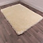 Cream Plain Shaggy Handmade Sparkle Easy to Clean Rug For Dining Room Bedroom And Living Room-133cm (Circle)