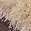 Cream Plain Shaggy Handmade Sparkle Easy to Clean Rug For Dining Room Bedroom And Living Room-133cm (Circle)