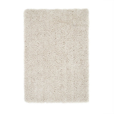 Cream Plain Shaggy Rug, Anti-Shed Modern Rug, Handmade Cream Rug for Bedroom, Living Room, & Dining Room-110cm X 160cm