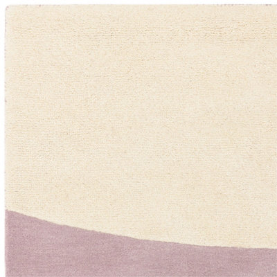 Cream Purple Handmade Abstract 9mm Thick Stain-Resistant Rug For Bedroom, Dining Room, Wool Area Rug-200cm X 290cm