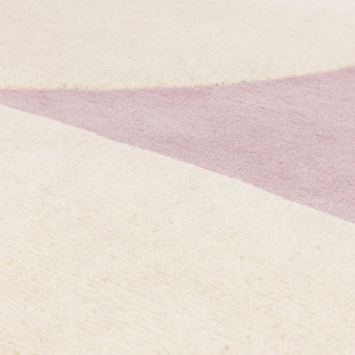 Cream Purple Handmade Abstract 9mm Thick Stain-Resistant Rug For Bedroom, Dining Room, Wool Area Rug-200cm X 290cm