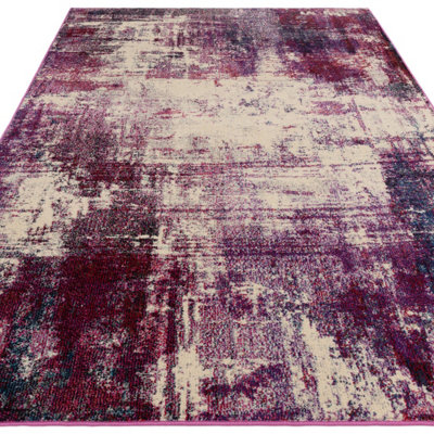 Cream Purple Modern Abstract 9mm Thick Stain-Resistant Rug For Bedroom, & Dining Room, Easy to Clean Rug-200cm X 300cm