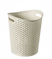 Cream Rattan Waste Paper Bin Curver Plastic Dustbin Vintage Style Basket 13L