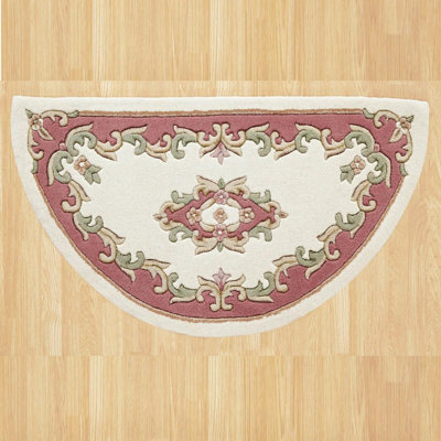 Cream Rose Traditional Bordered Floral Handmade Cotton Backing Rug for Living Room and Bedroom-200cm X 285cm