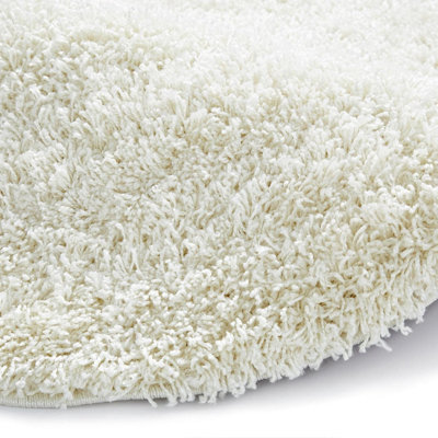 Cream Solid Plain Shaggy Machine Made Easy to Clean Rug for Living Room Bedroom and Dining Room-60cm X 120cm