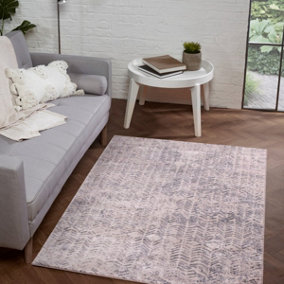 Cream Textured Modern Abstarct Rug Easy to clean Living Room Bedroom and Dining Room-80cm X 150cm