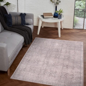 Cream Textured Modern Abstract Easy To Clean Rug For Dining Room Bedroom & Living Room-80cm X 150cm