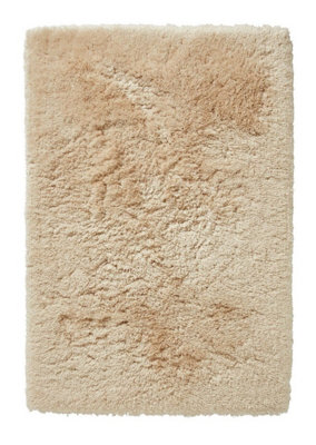 Cream Thick Shaggy Rug, Handmade Modern Rug, Luxurious Cream Plain Rug for Bedroom, & Dining Room-60cm X 120cm
