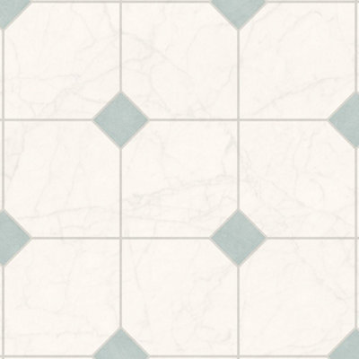 Cream Tile Effect Anti-Slip Vinyl Flooring For LivingRoom, Kitchen, 3.8mm Thick Vinyl Sheet-4m(13'1") X 2m(6'6")-8m²