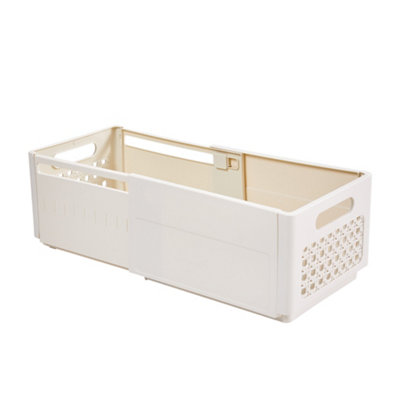 Cream White Collapsible Expandable Drawer Desktop Storage Organiser,Size L