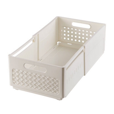 Cream White Collapsible Expandable Drawer Desktop Storage Organiser,Size XL