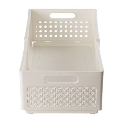 Cream White Collapsible Expandable Drawer Desktop Storage Organiser,Size XL