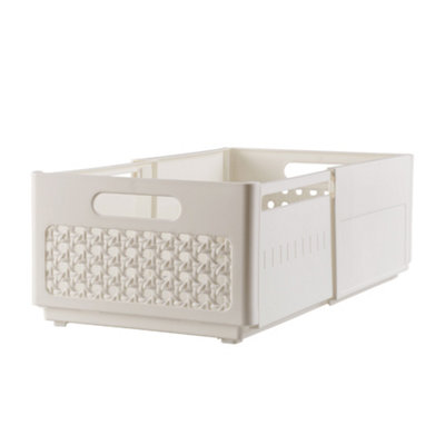 Cream White Collapsible Expandable Drawer Desktop Storage Organiser,Size XL