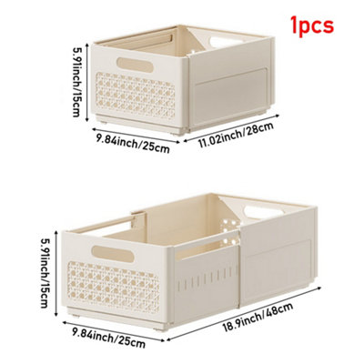 Cream White Collapsible Expandable Drawer Desktop Storage Organiser,Size XL