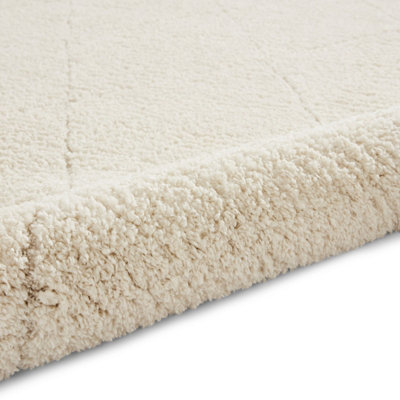 Cream White Geometric 30mm Thick Shaggy Rug, Stain-Resistant Modern Rug for Bedroom, Living, Dining Room-160cm X 230cm