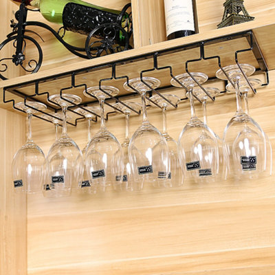 Creative 6 Slots Wine Glass Rack Under Cabinet Stemware Holder Glasses  Storage Hanger for Bar