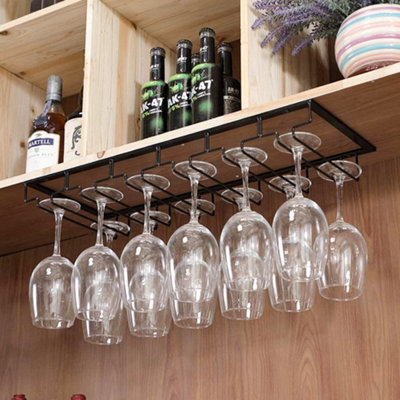 GeLive 360° Otatable Wine Glass Holde Unde Cabinet Stemware Rack Glass Hanger Drying Rack Storage Organizer With 6 Hooks For Home And Bar Antique Bronze%2f