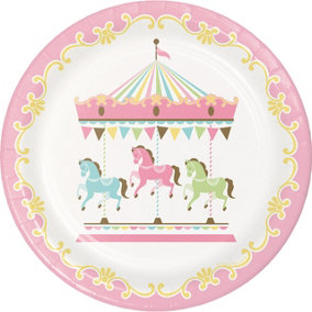 Creative Converting Carousel Party Plates (Pack of 8) Pink/White (One Size)