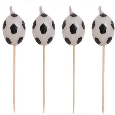 Creative Converting Football Pick Candles (Pack of 4) Black/White (One Size)