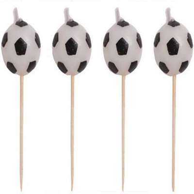 Creative Converting Football Pick Candles (Pack of 4) Black/White (One Size)